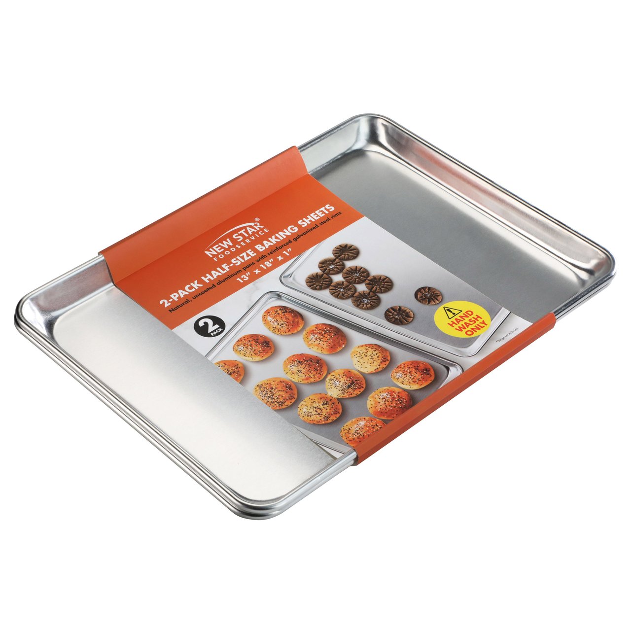 New Star Foodservice Half Size Sheet Pan 2-Pack Aluminum 13" x 18" - Image 1