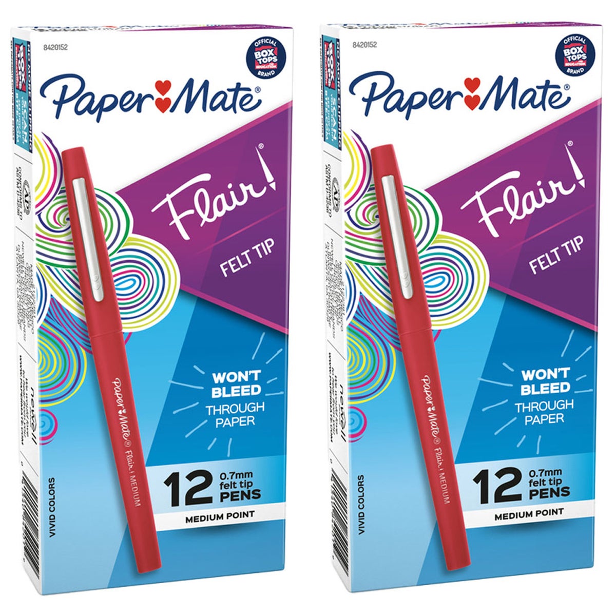 Paper Mate Flair Felt Tip Pen, Red, 24-Count - Image 1