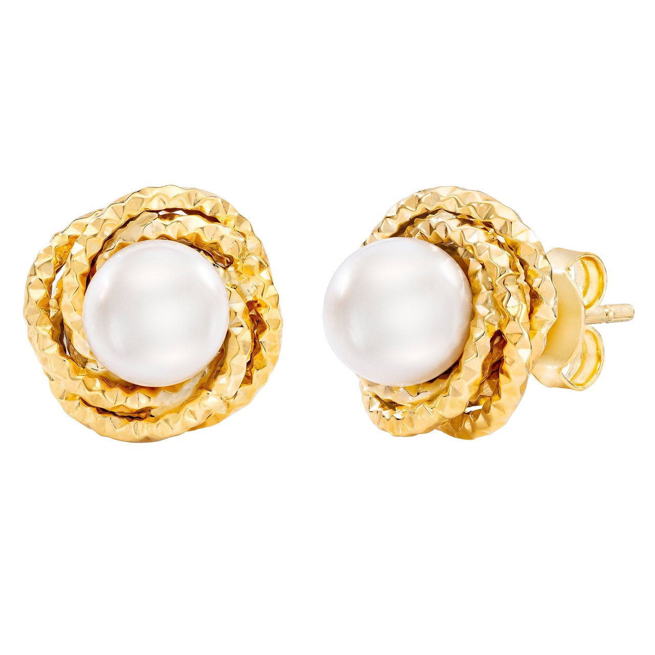 14kt Gold 7-7.5mm Freshwater Cultured Pearl Earrings - Image 1