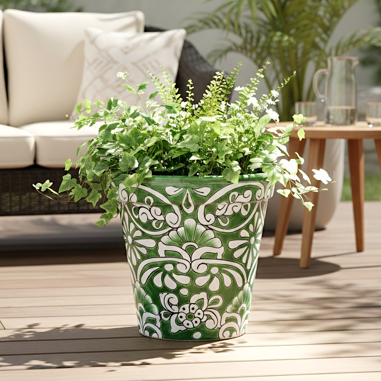 STYLECRAFT 15" TALAVERA PLANTER - GREEN - Image 1
