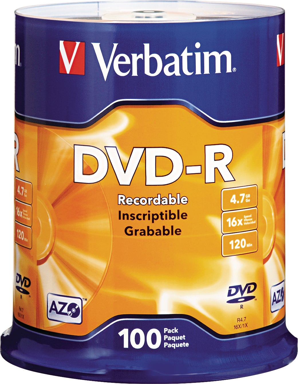 Verbatim DVD-R 4.7GB 16x 100-Count Spindle (VER95102) - Image 1