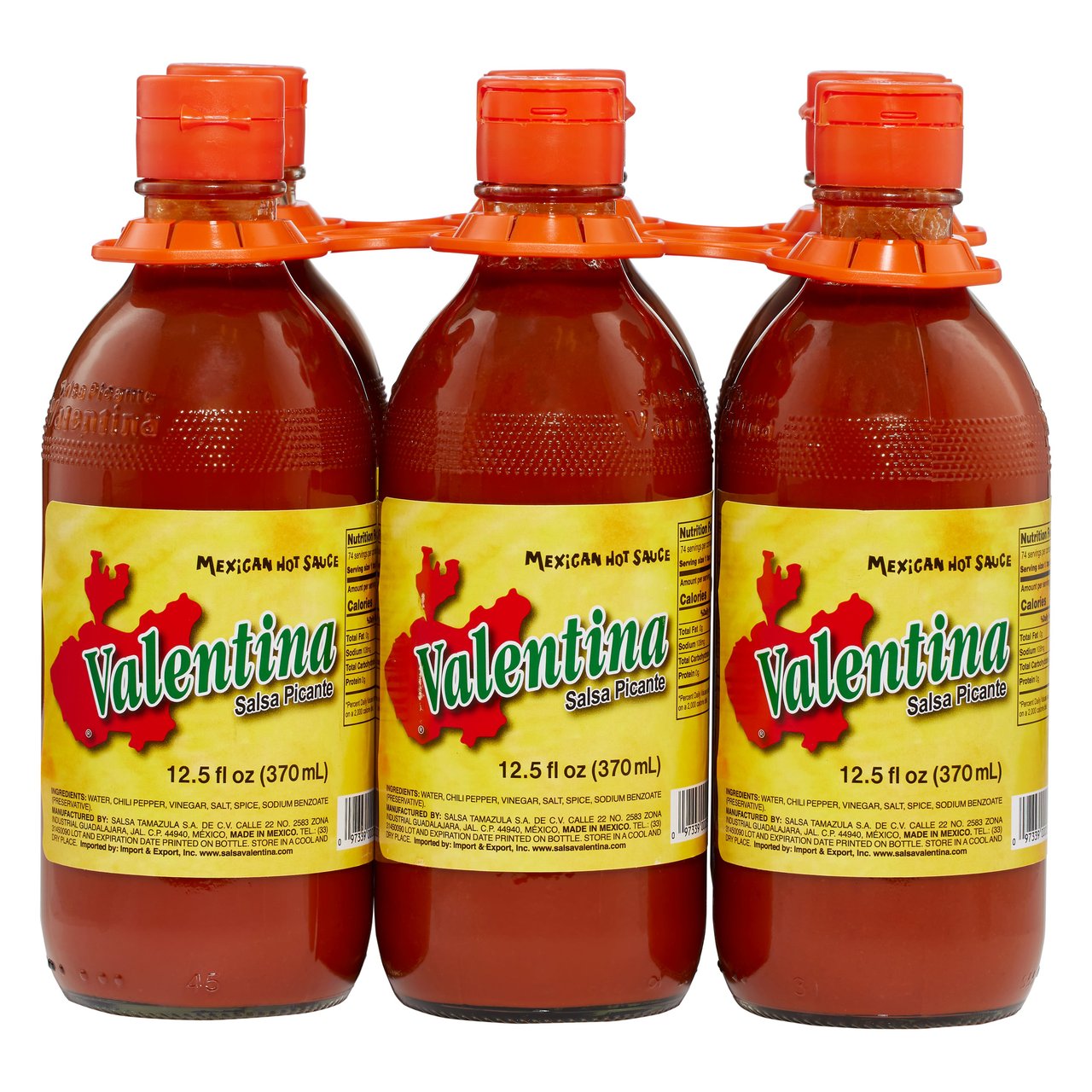 Salsa Valentina Hot Sauce, 6 Pack, 12.5 FL OZ - Image 1
