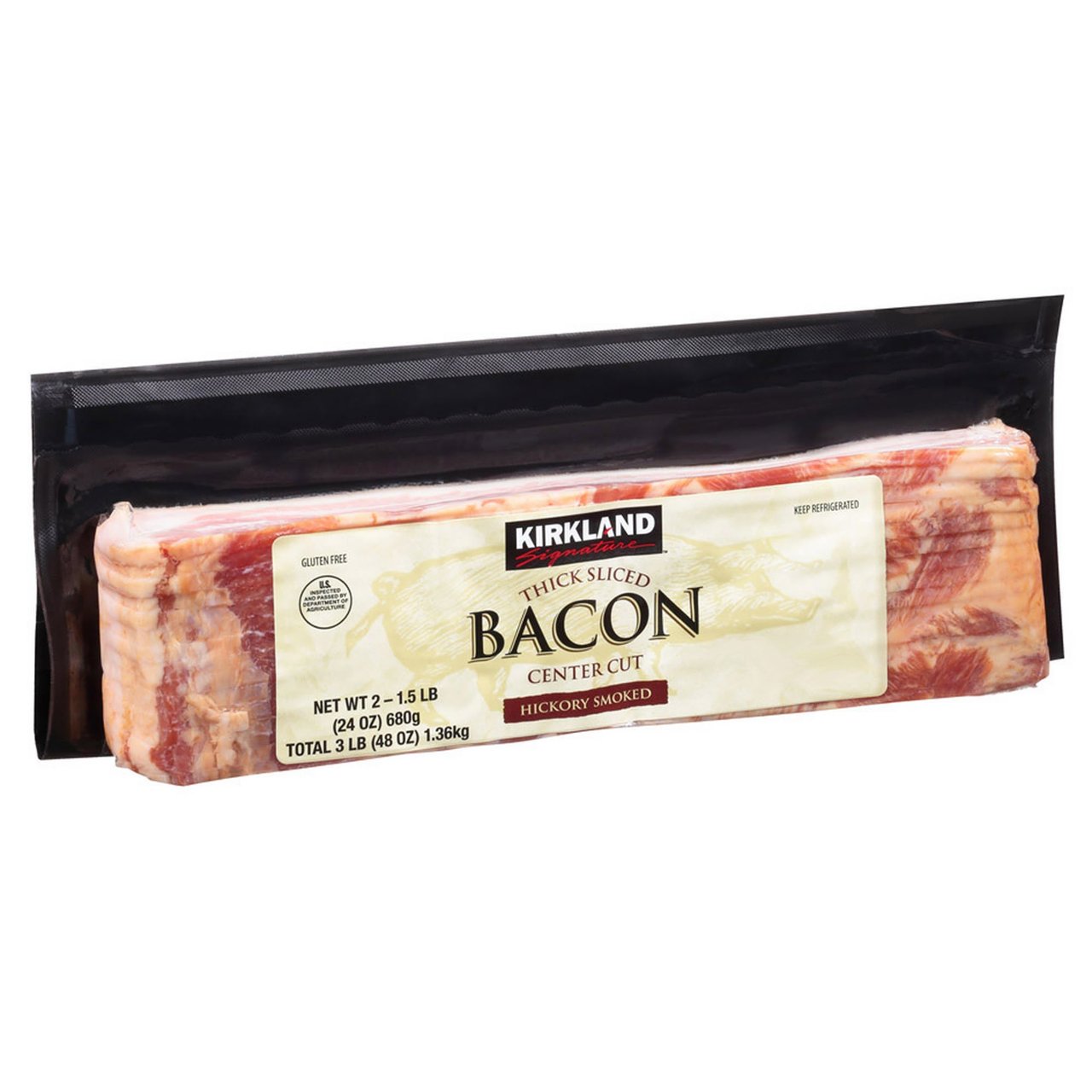 Kirkland Signature Thick Sliced Bacon, 2/1.5 Pound Packages