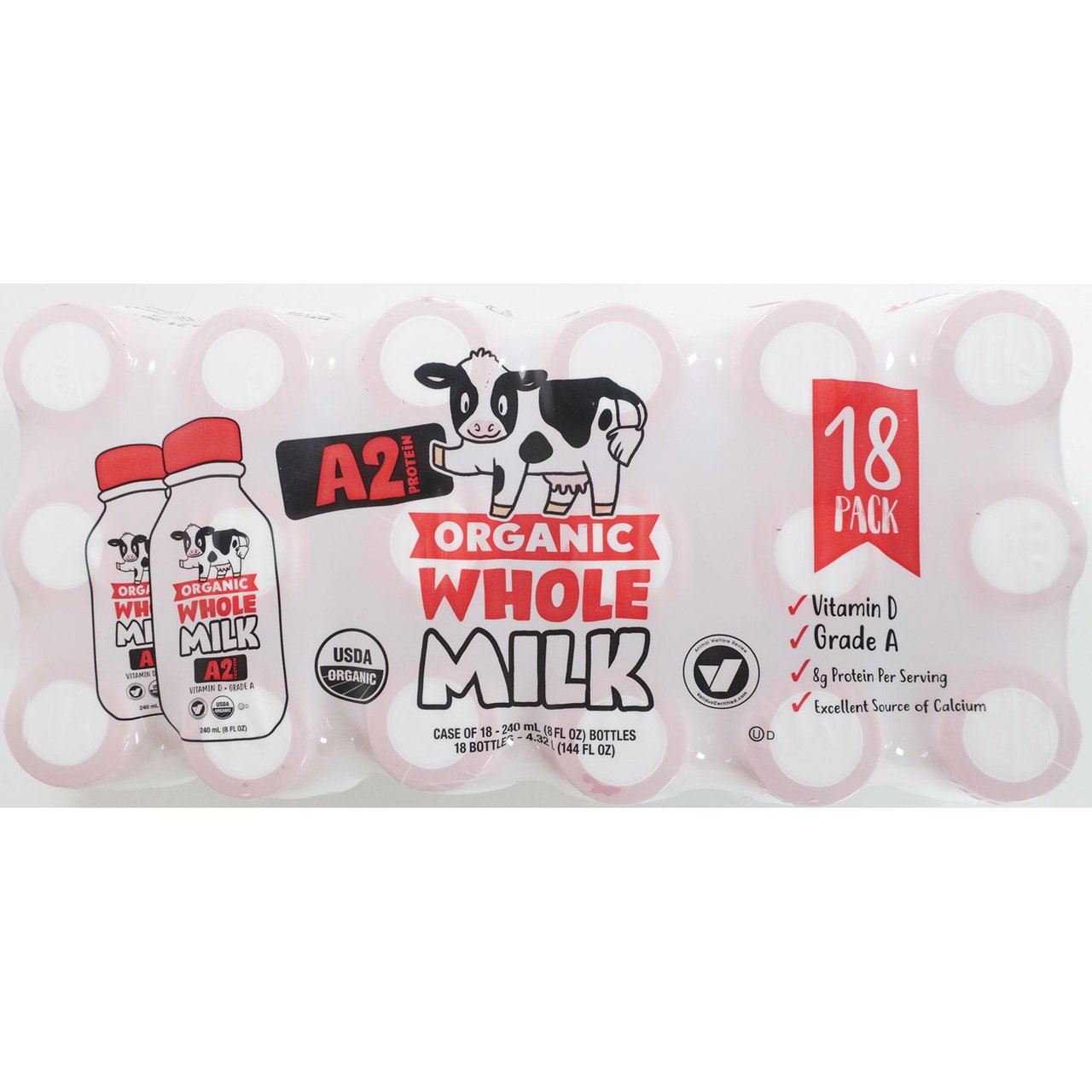 Organic A2 Protein Whole Milk 18/8oz - Image 1