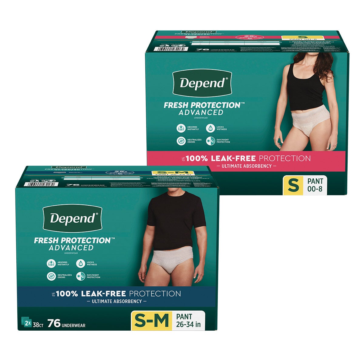 Depend Fresh Protection Advanced Men & Women SM/S 76ct