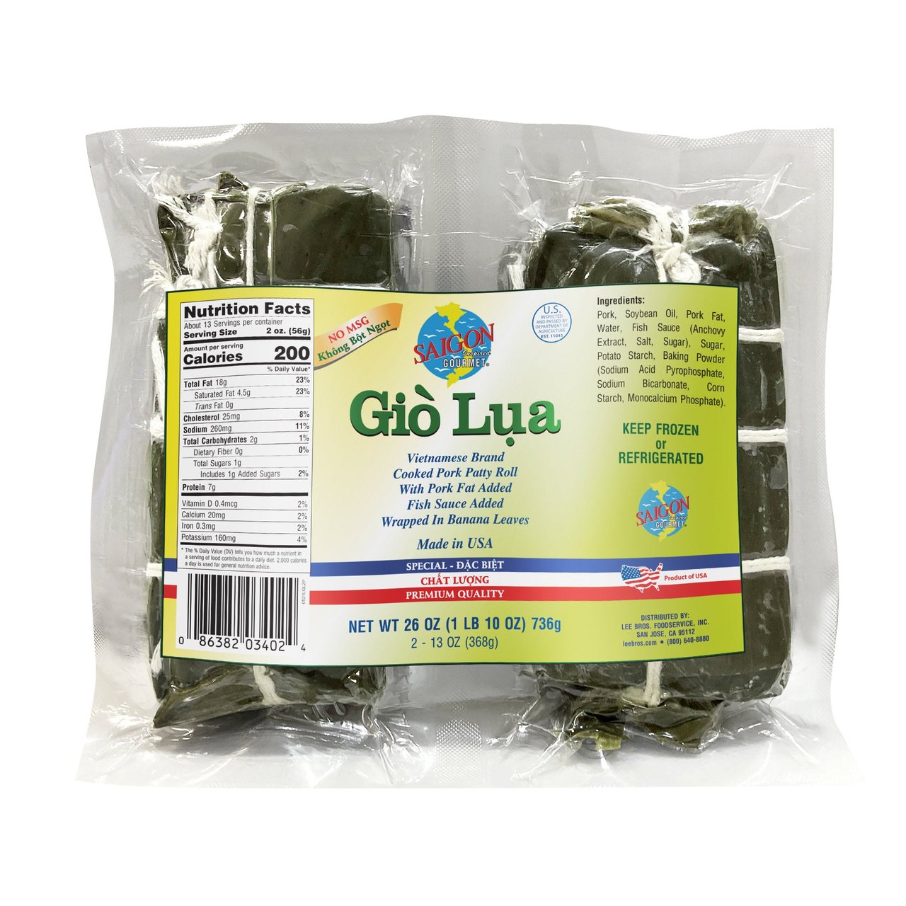 Saigon Gourmet Gio Lua Pork Roll, 2 Count, 13 Ounces Each