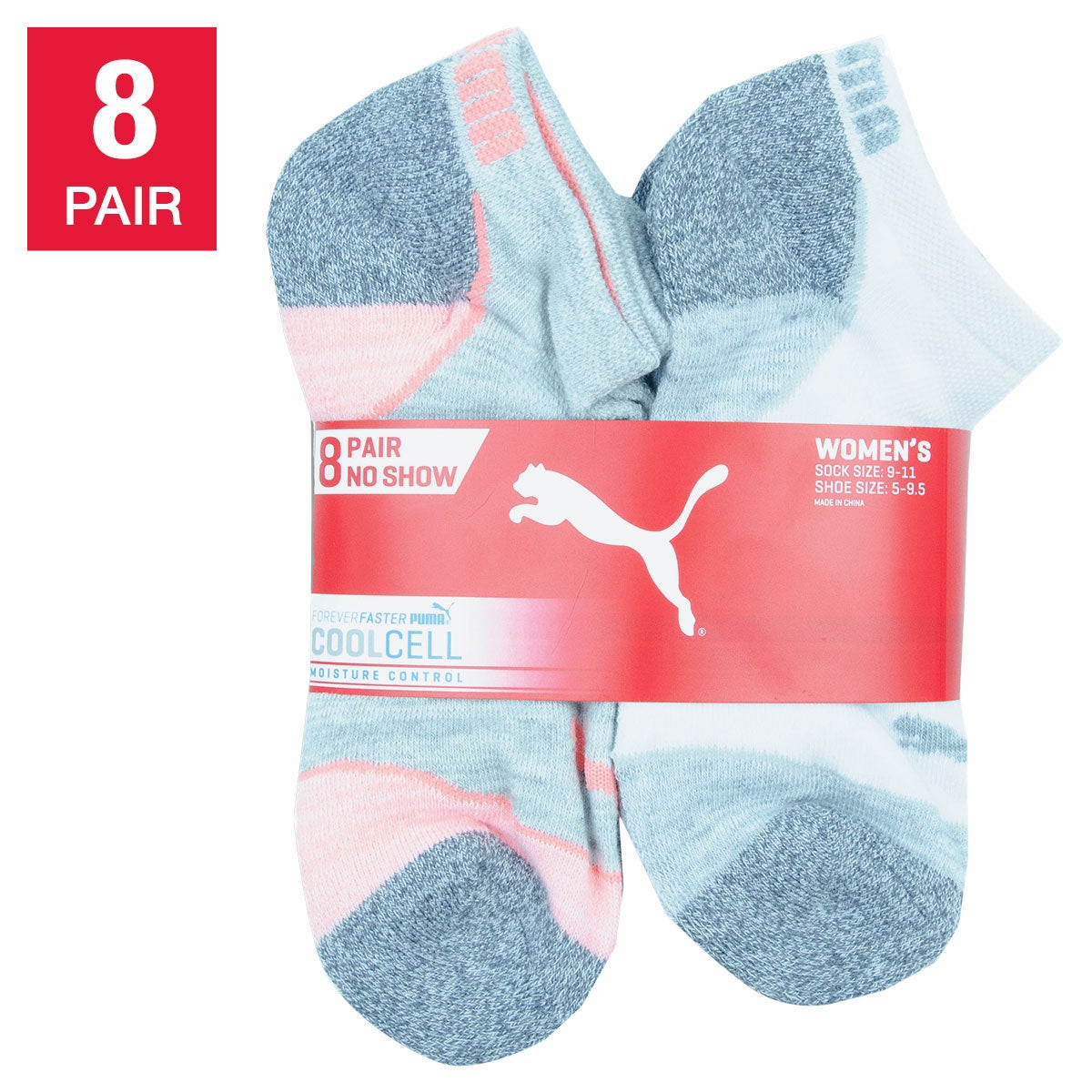 PUMA Ladies No Show Sock, 8 Pair - Image 1