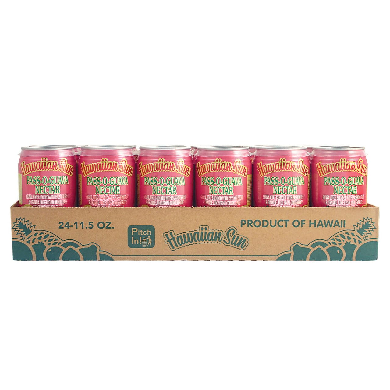 Hawaiian Sun Pass-O-Guava Passion Orange Guava Drink, Case Sale, 24 Cans