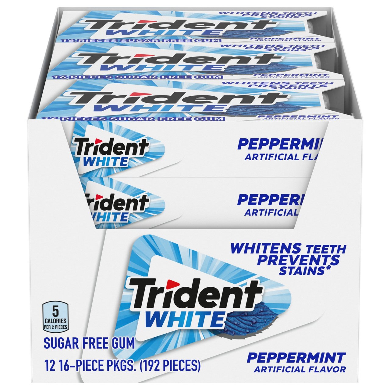 Trident White Peppermint Sugar Free Gum, 12-Count/16 Pieces - Image 1