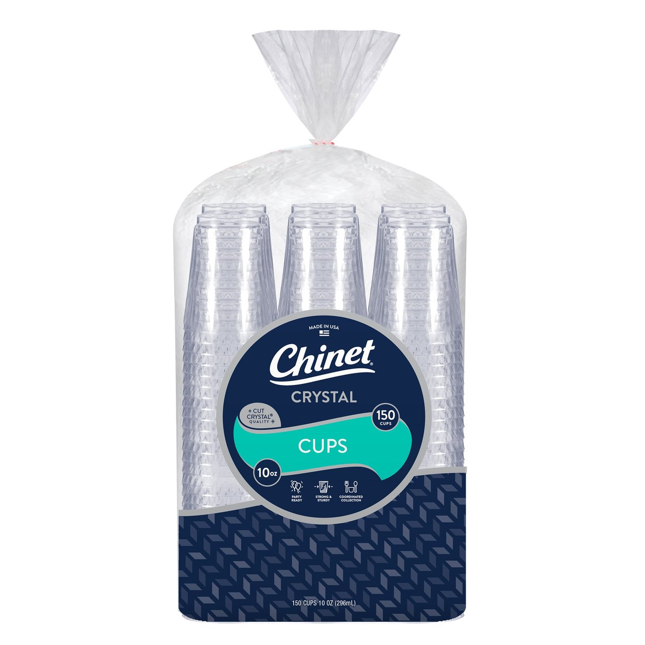 Chinet 10 oz Cut Crystal Cups 150 Count Package - Image 1