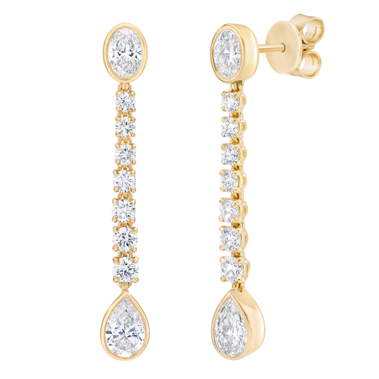 14kt Yellow Gold VS2/I 1.50 CTW Multi-Cut Diamond Dangle Earrings - Image 1