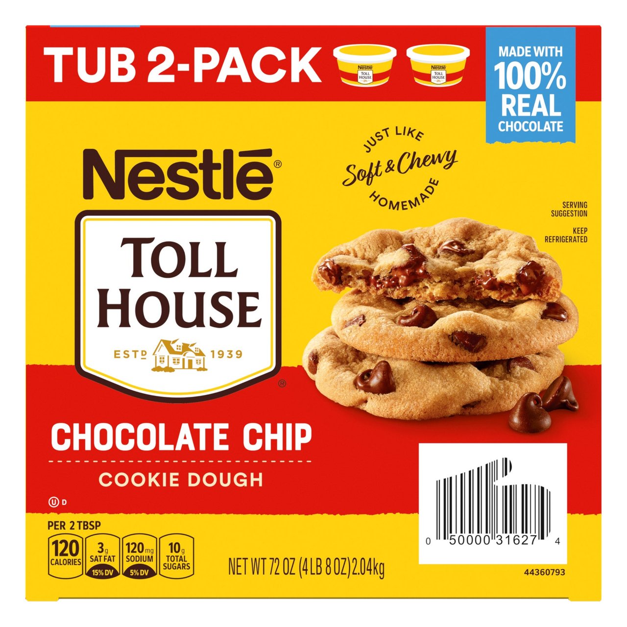 Nestlé Toll House Chocolate Chip Cookie Dough 2/36 oz - Image 1