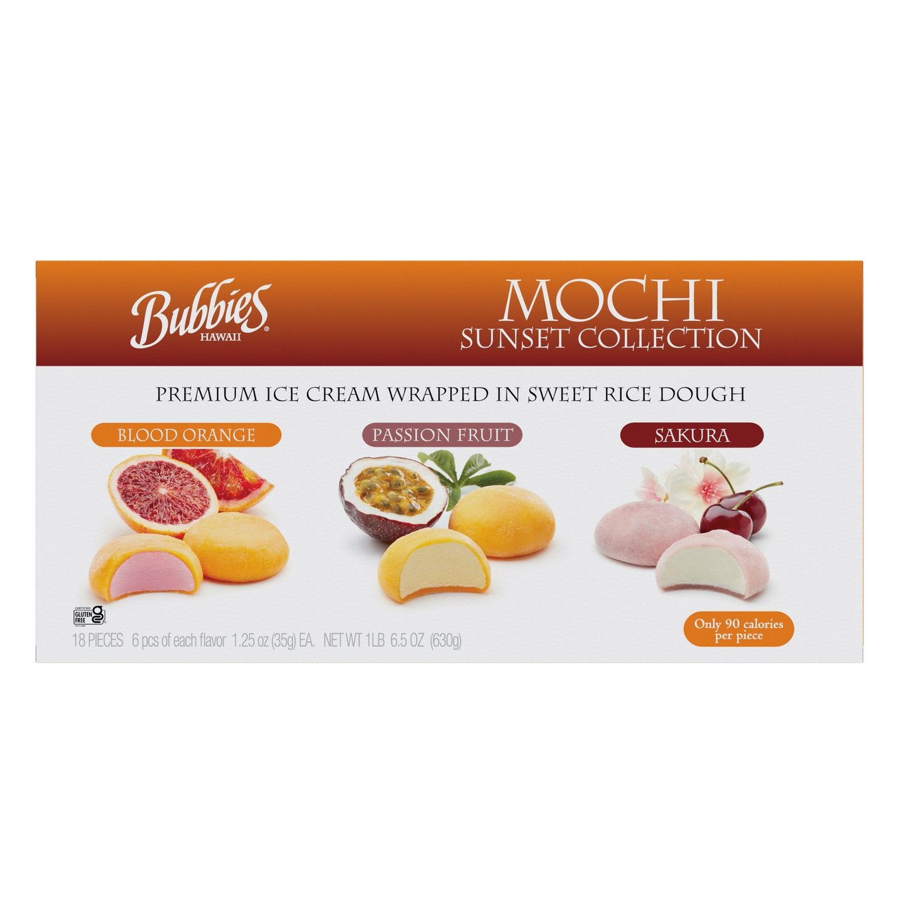 Bubbies Mochi Ice Cream Sunset Collection, 18 Count - Image 1