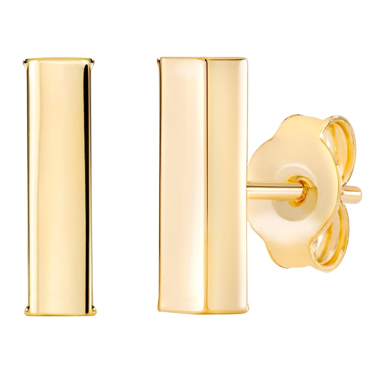 14kt Yellow Gold Line Stud Earrings Made in Italy - Image 1