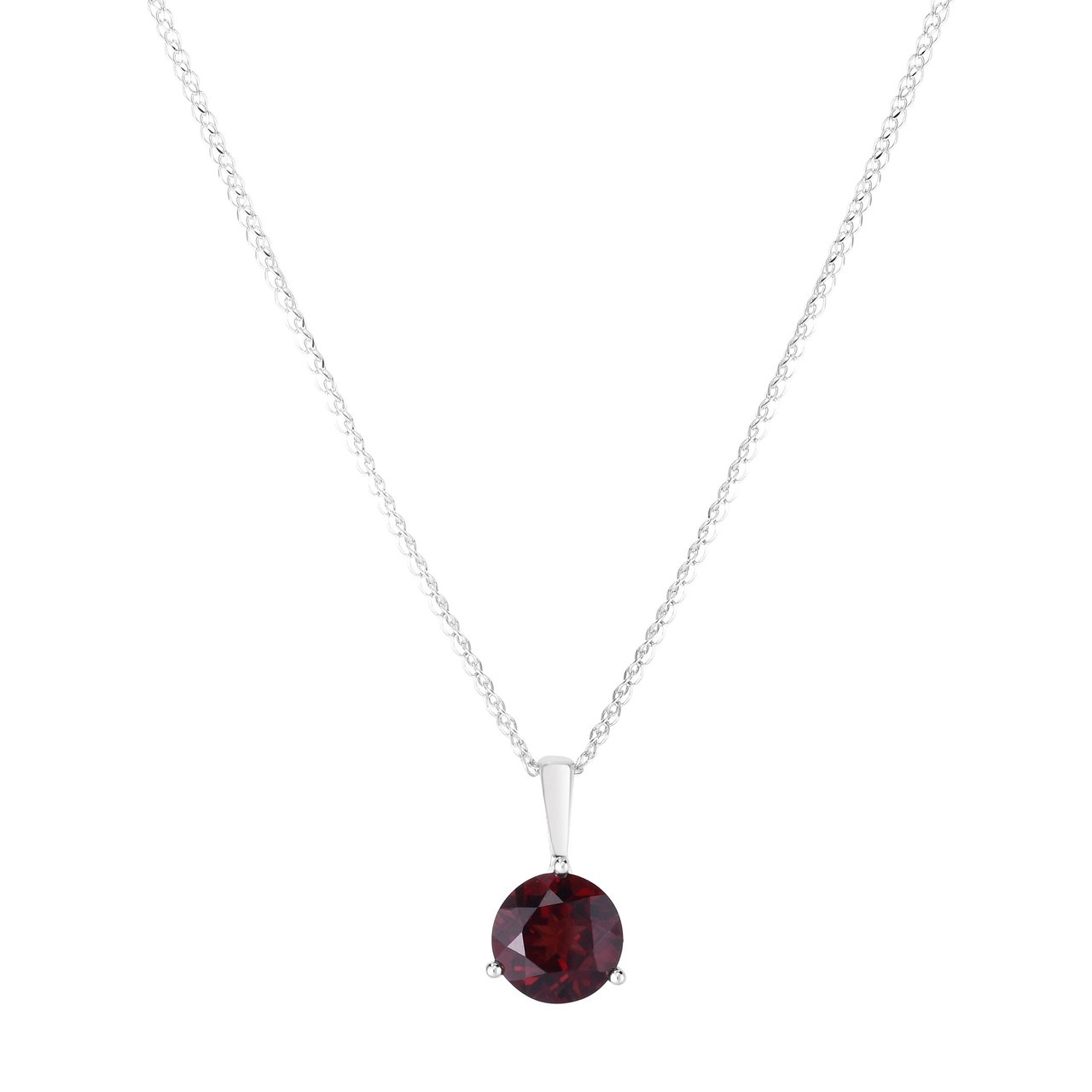 14kt White Gold 8mm Garnet 18" Pendant - Image 1