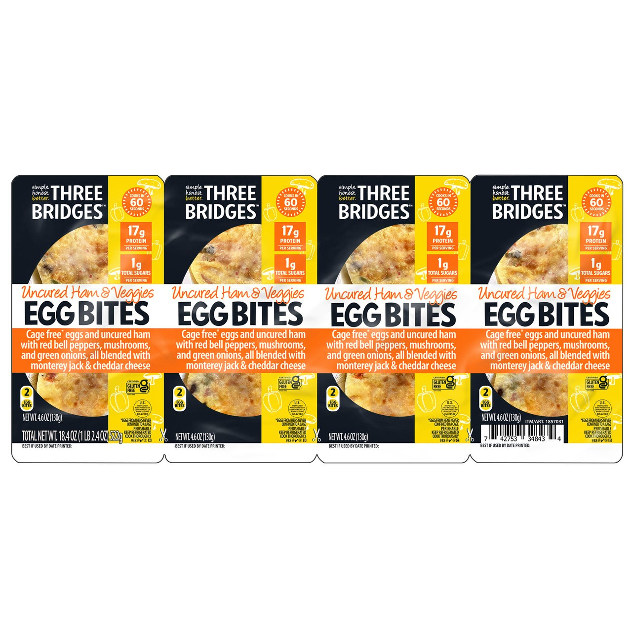 Three Bridges Ham & Veggie Egg Bites 18.4 oz - Image 1