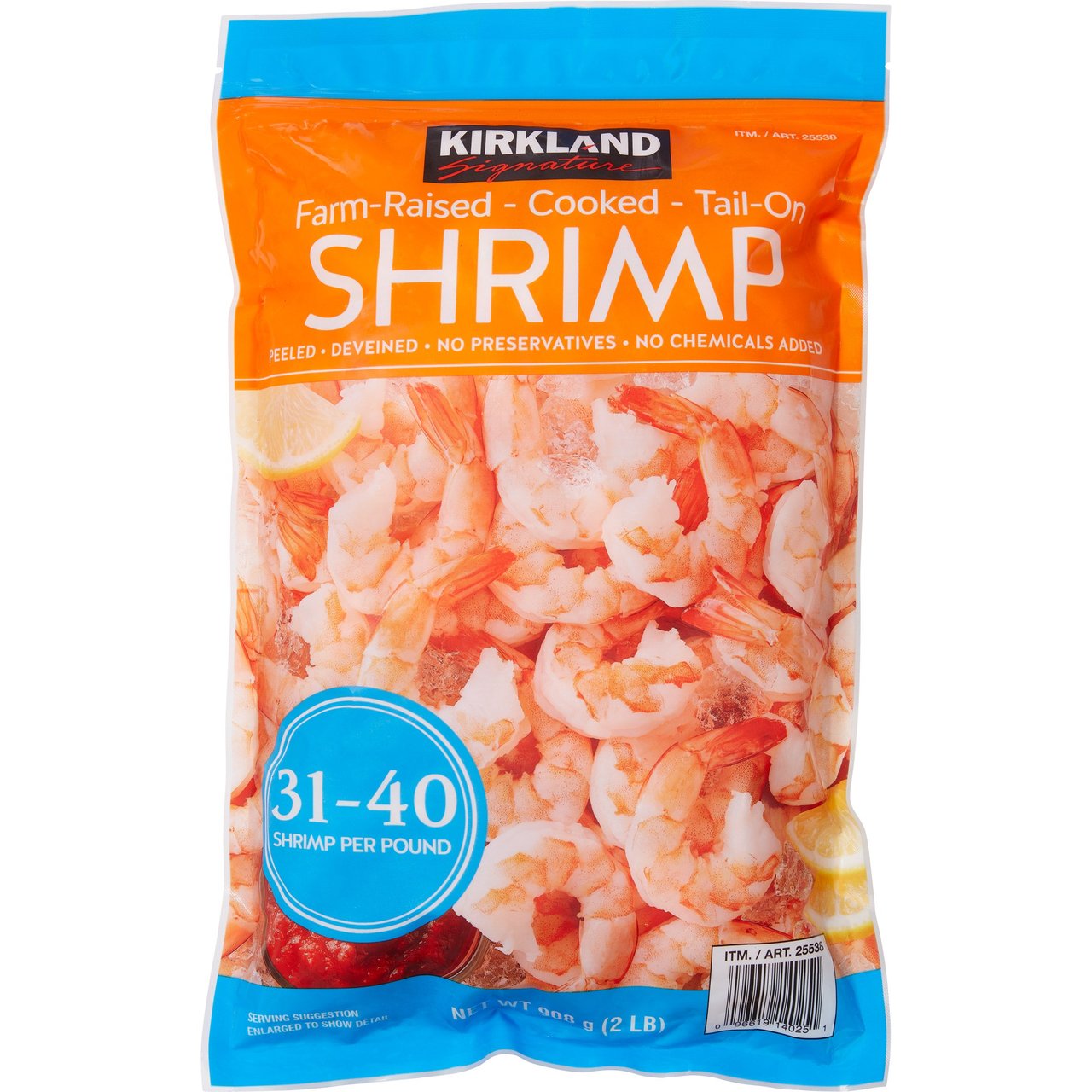 Kirkland Signature 31/40 CT Cooked Shrimp, Farm Raised, 2 lbs - Image 1