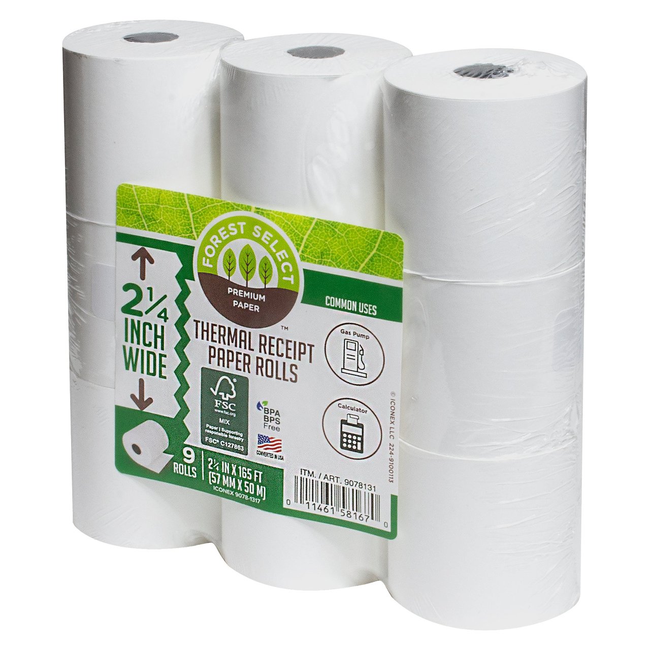 Phenol Free Thermal Rolls, 2-1/4" x 165', 9-Count