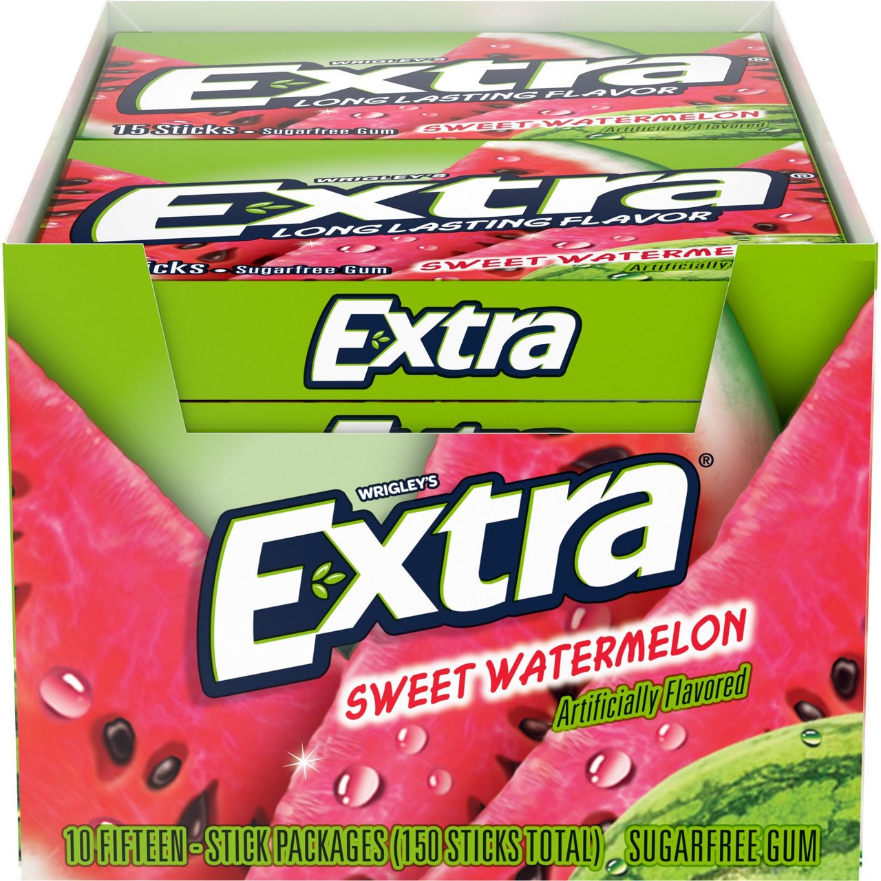 Extra Sweet Watermelon Gum, 10-Count / 15 Pieces - Image 1