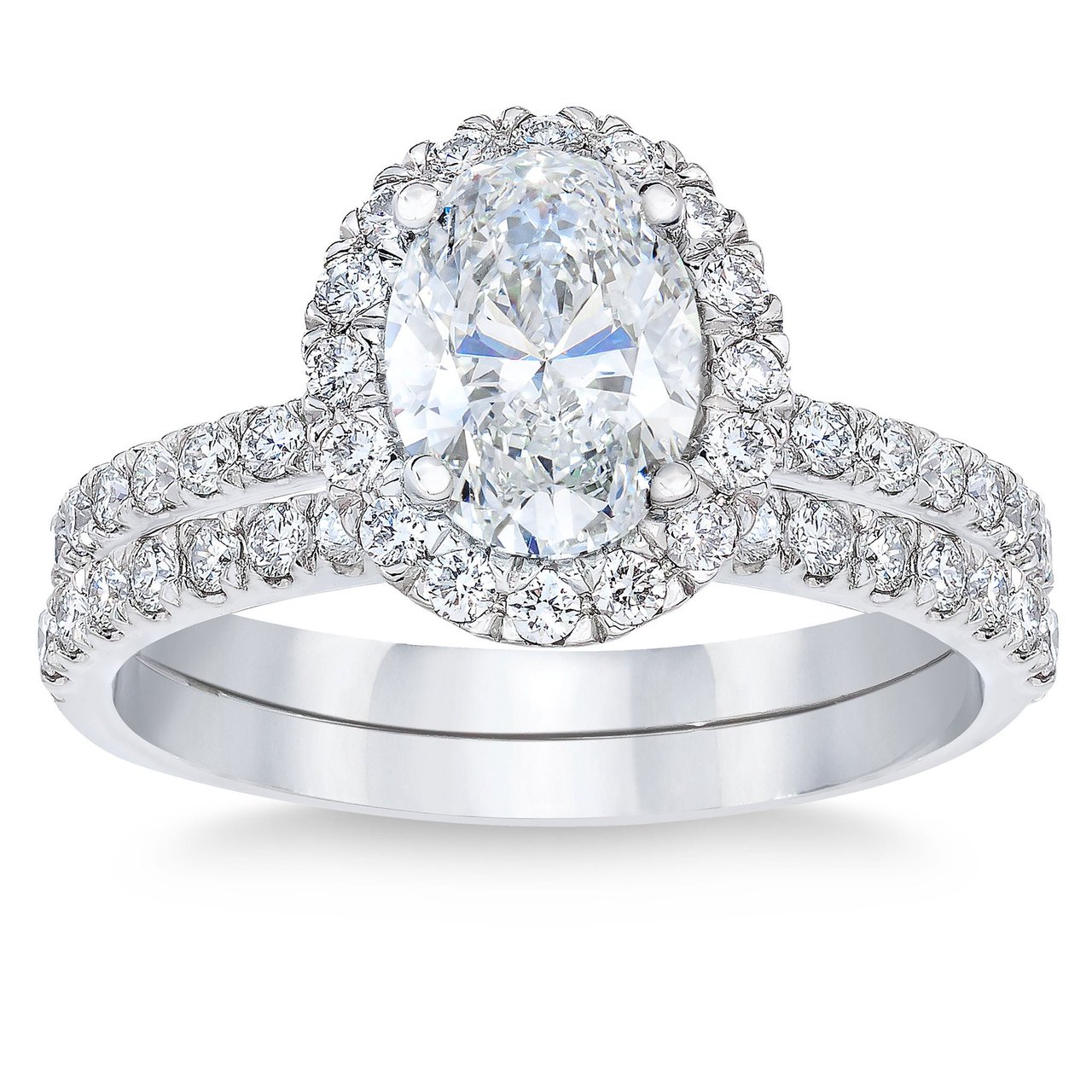 2.02CTW OVAL CUT PLATINUM WEDDING SET 1.40CT CENTER VS2 "I" - Image 1