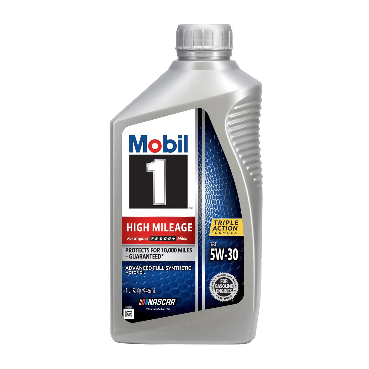 Mobil 1 High Mileage Full Synthetic Motor Oil 5W-30, 6 x 1-Quart Bottles - Image 1