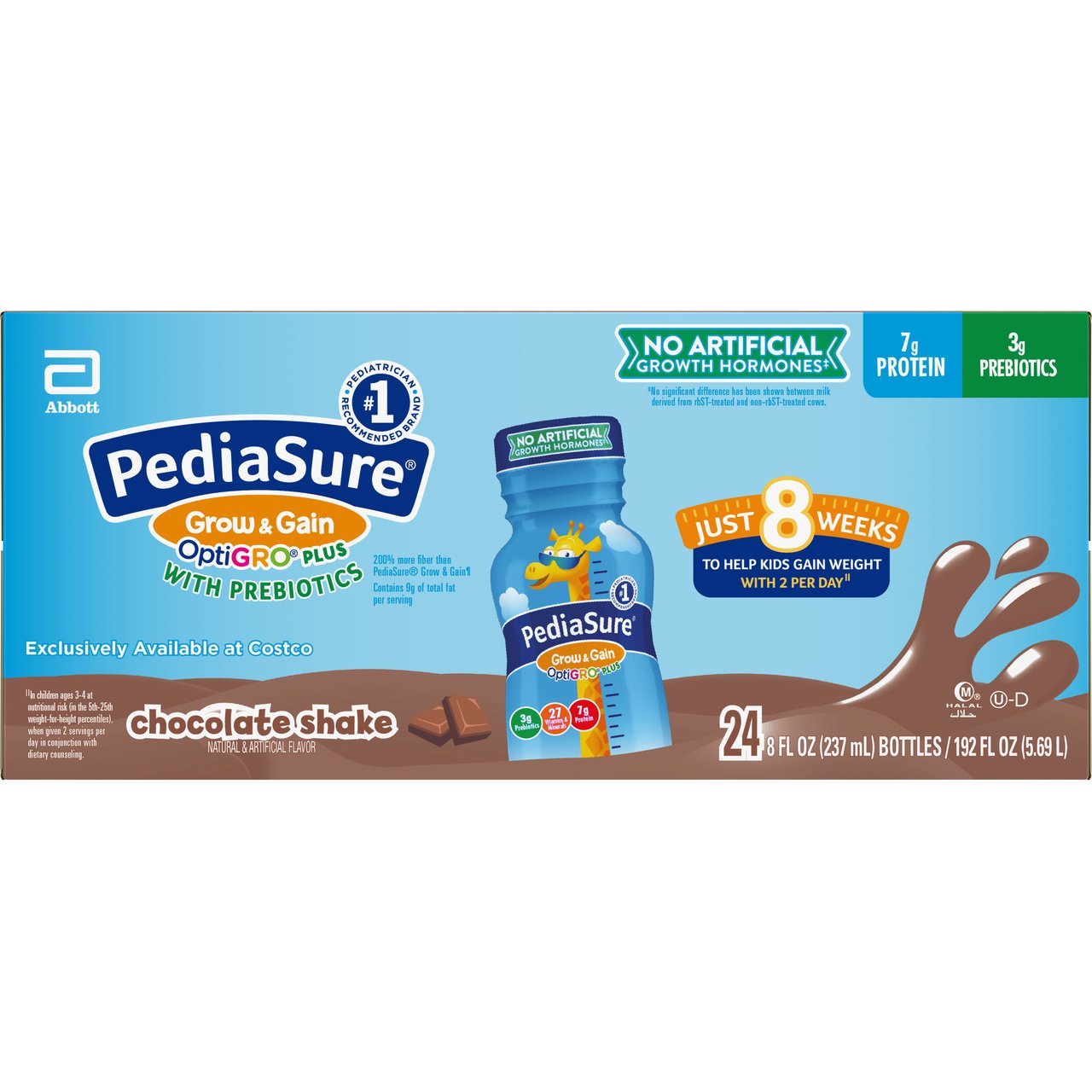 PediaSure with OptiGRO Plus Chocolate Kids Shake, 24-Count / 8 fl oz - Image 1