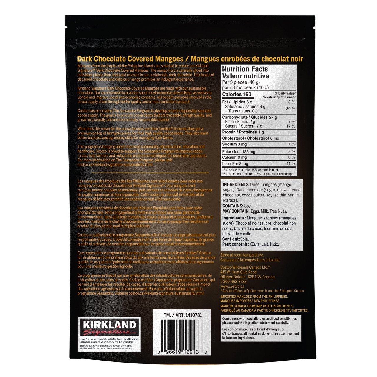Kirkland Signature Dark Chocolate Mangos 20.5 oz - Image 1