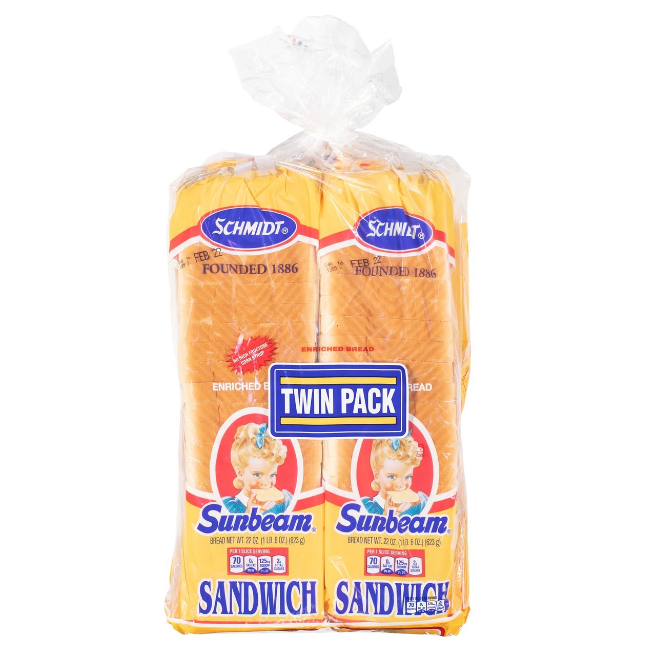 Sunbeam White Sandwich Bread 2/22 oz (2.75 lbs) - Image 1