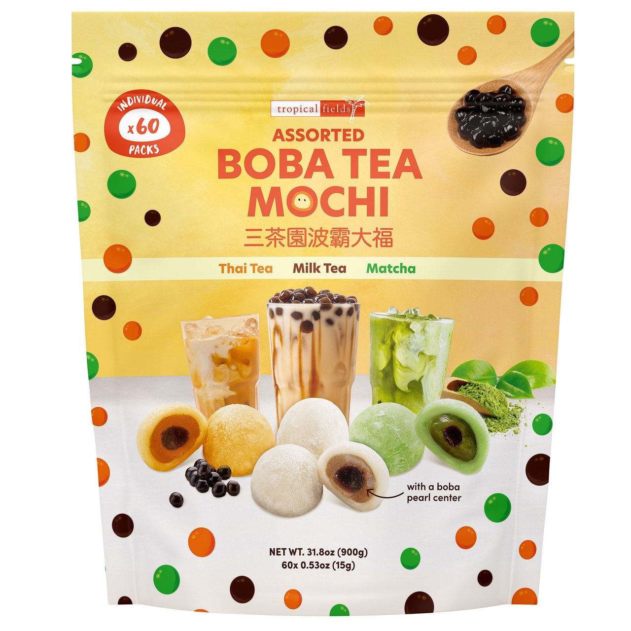 Tropical Fields Assorted Boba Tea Mochi, 31.8 oz - Image 1