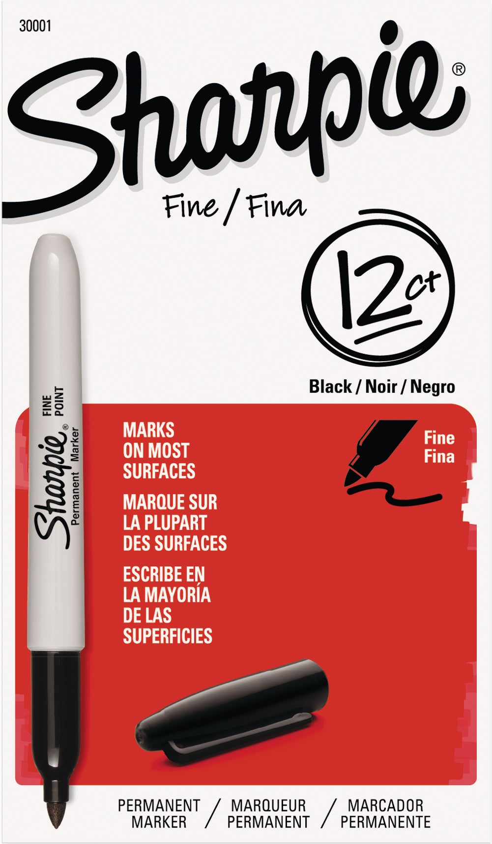 Sharpie Fine Point Permanent Marker, Black, 12 Count - Image 1