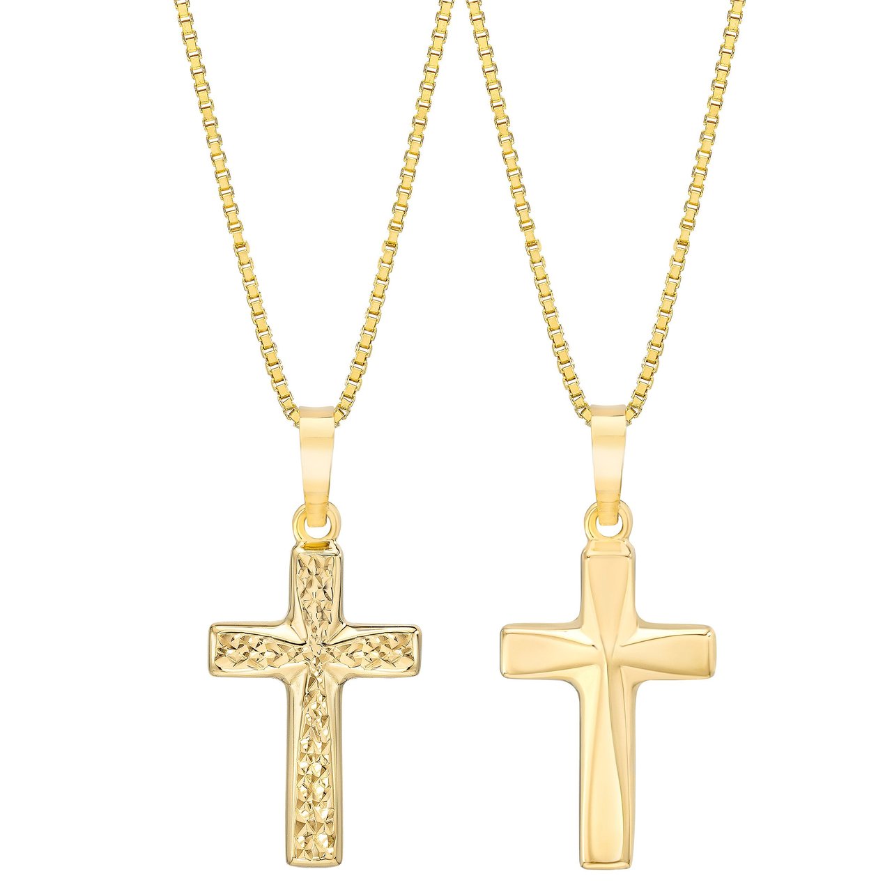 14kt Yellow Gold Reversible Cross Pendant 18" - Image 1