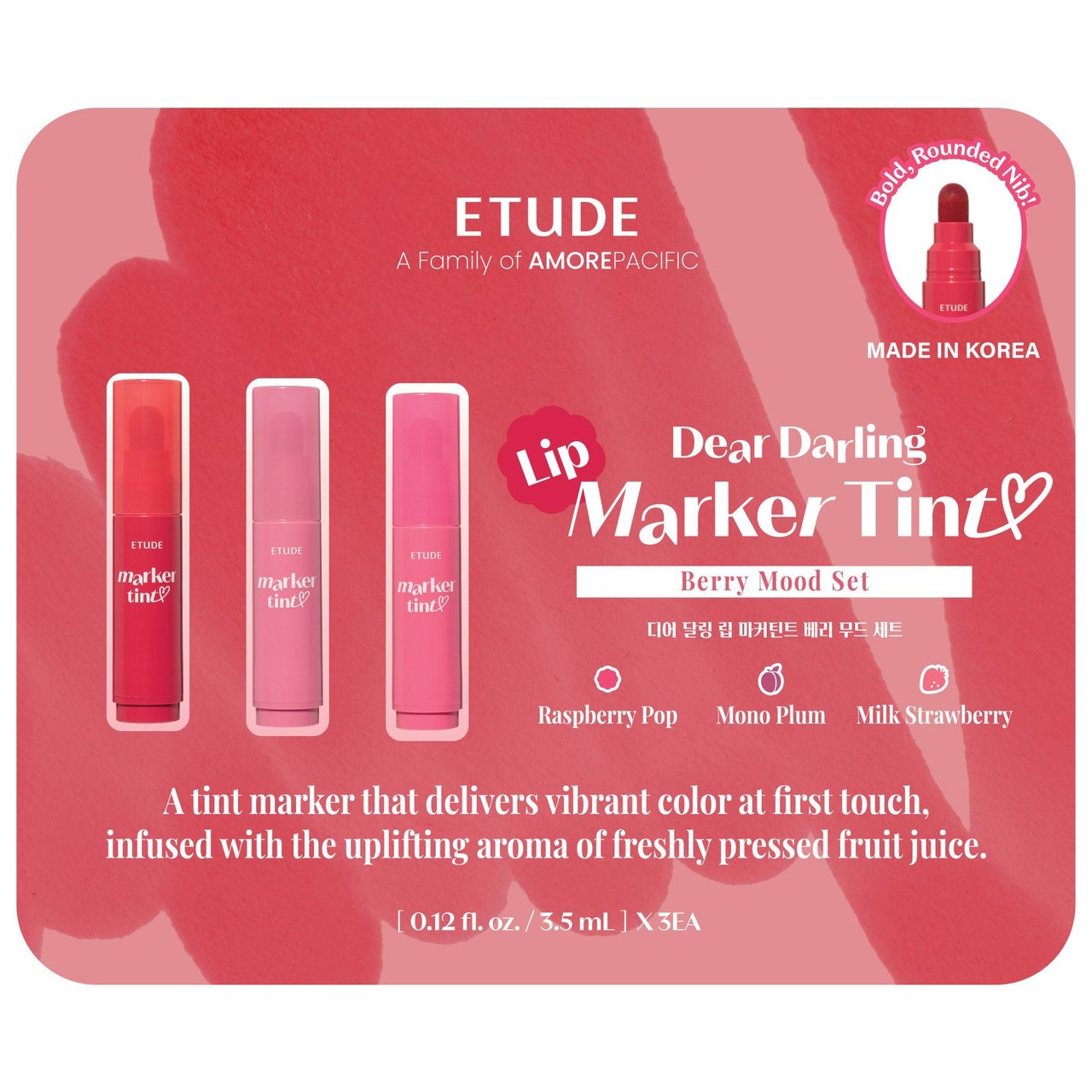 Etude Dear Darling Lip Marker Tint, Berry Mood Set (3 Pack) - Image 1