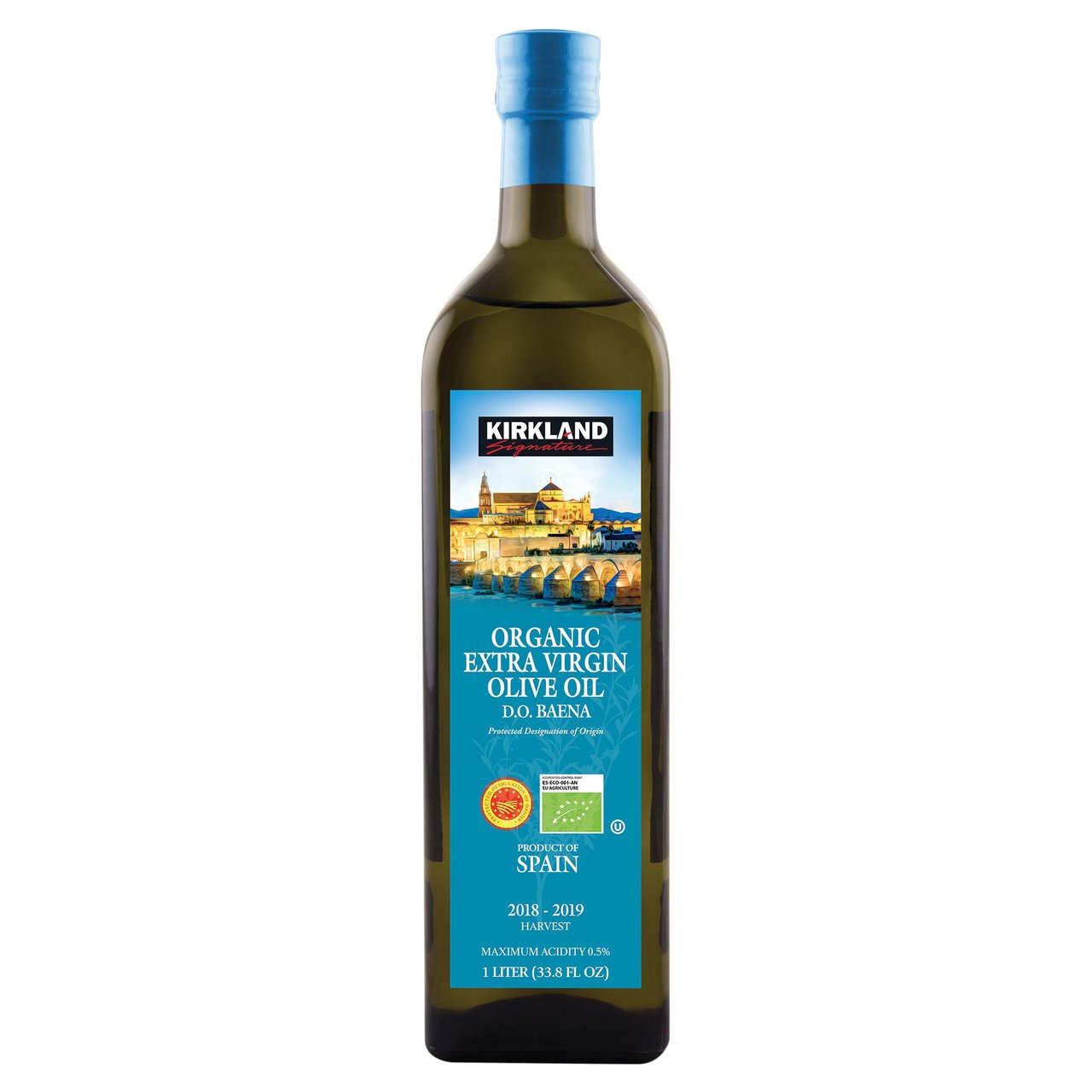 Kirkland Signature Organic Baena Extra Virgin Olive Oil, 33.8 oz - Image 1