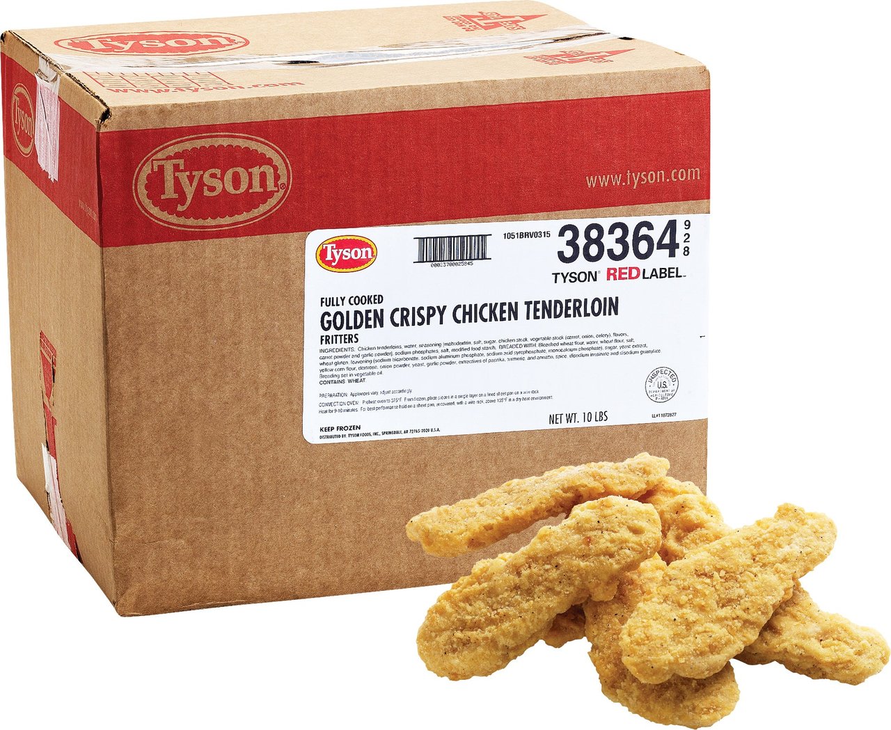 Tyson Red Label Golden Crispy Chicken Tenderloin Fritters, Fully Cooked, 10 lbs - Image 1