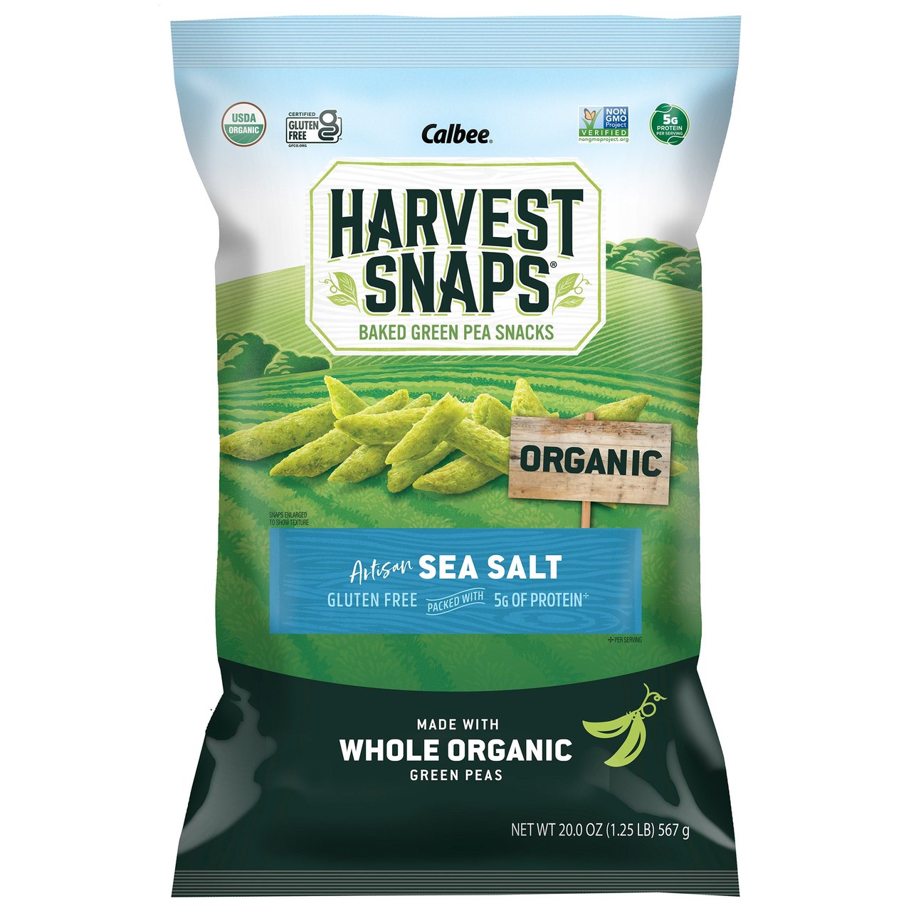 Calbee Harvest Snaps Organic Green Pea Snack Crisps 20 oz - Image 1