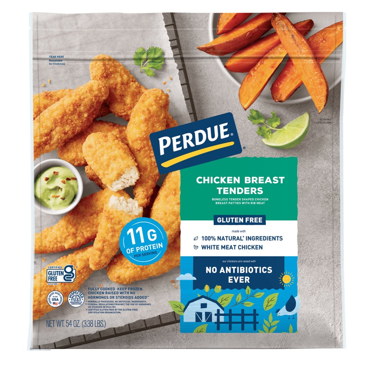 Perdue Gluten Free Chicken Breast Tenders 3.375 Pound Bag - Image 1