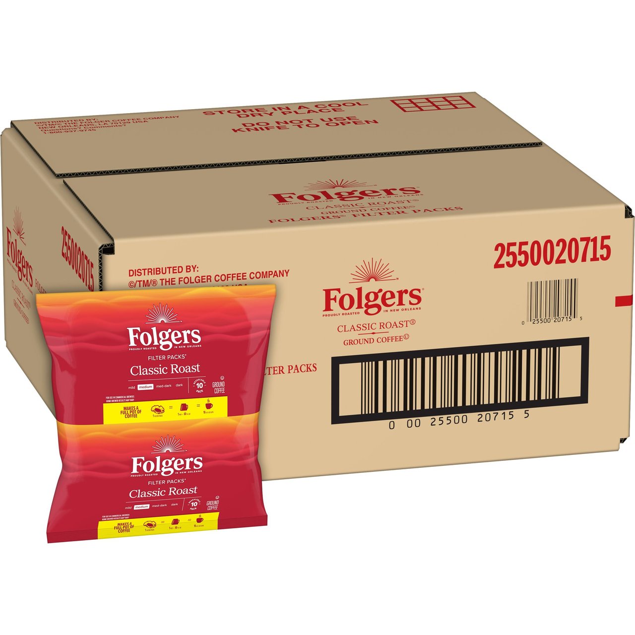 Folgers Classic Roast Ground Coffee Filter Packs, 40 ct / 0.9 oz Pouches (2.25 lbs) - Image 1