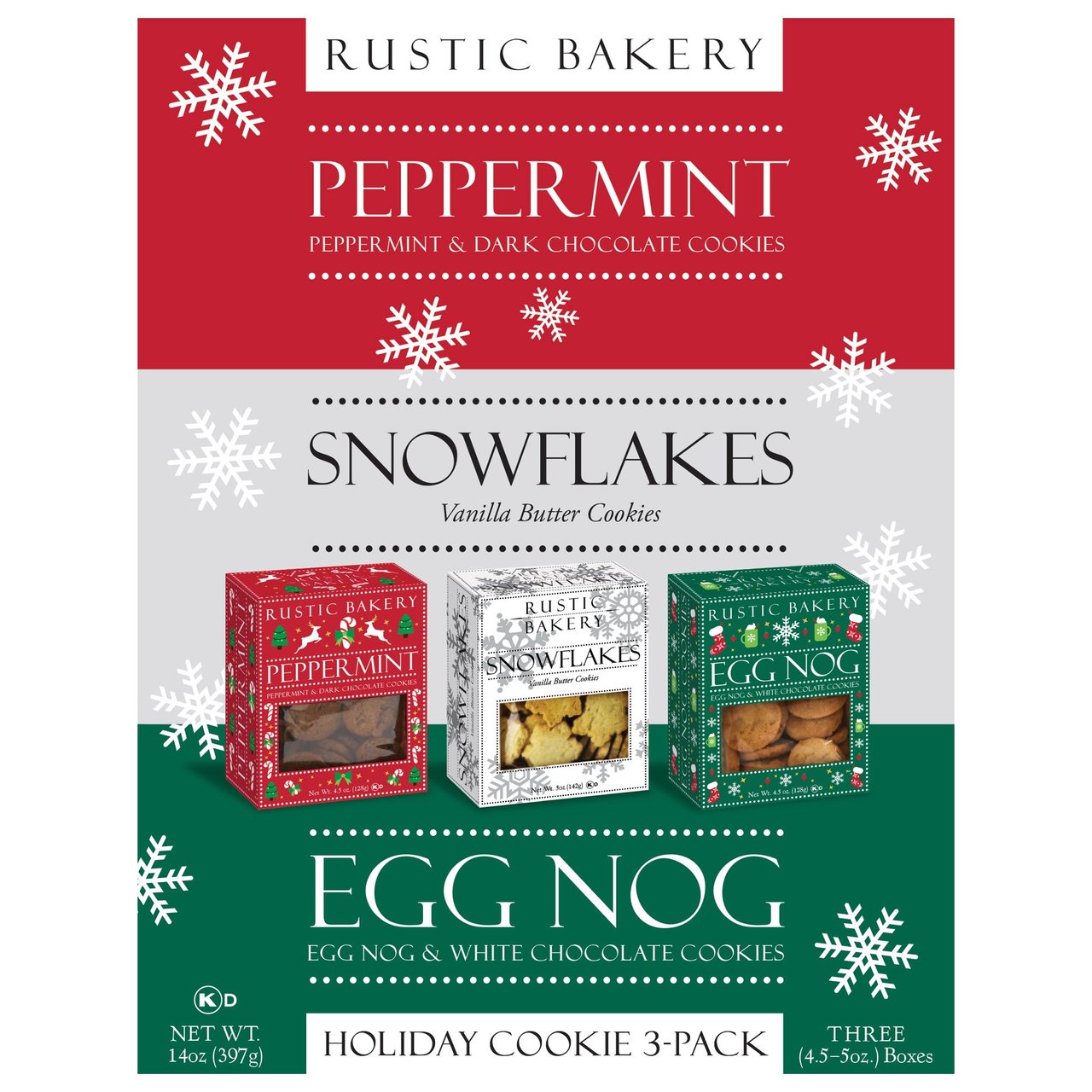 Rustic Bakery Holiday Cookie Variety 3 Pack 14 Ounces Total - Image 1