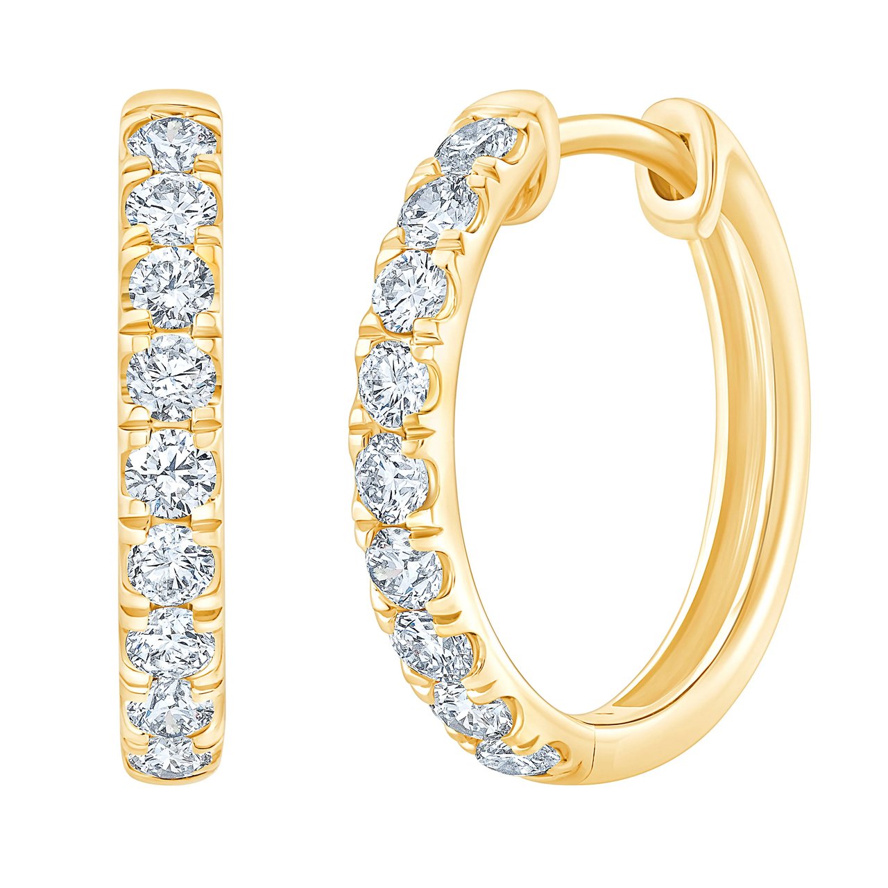 14kt Yellow Gold VS2 I 0.50 ctw Round Diamond Hoop Earrings - Image 1