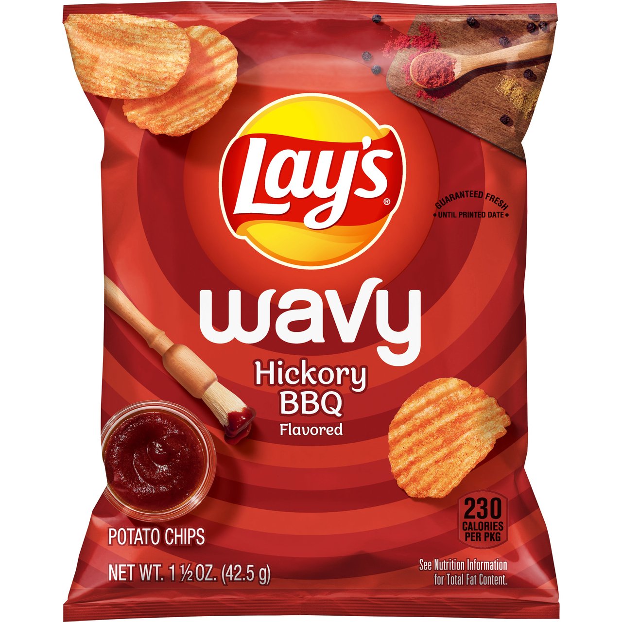 Lay's Wavy Hickory BBQ Flavored Potato Chips, 64 ct / 1.5 oz