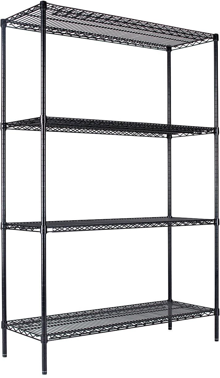 Alera 4-Shelf Industrial Wire Shelving Kit, 48"W x 18"D x 72"H, Black - Image 1