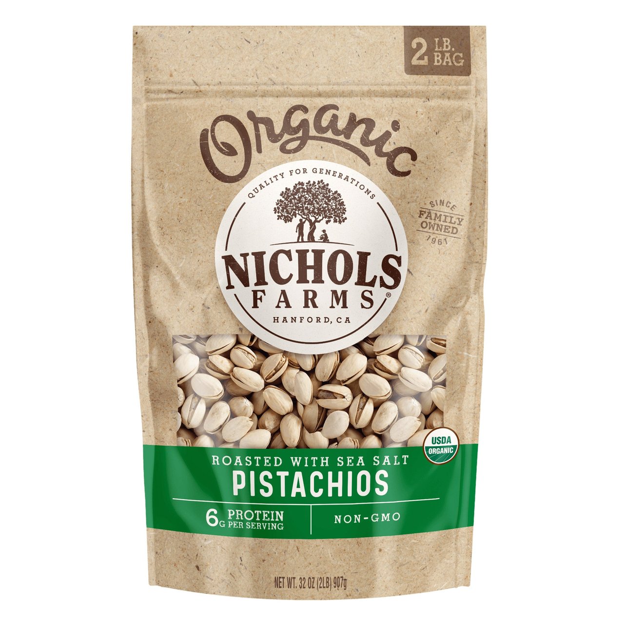 Nichols Farms Organic Pistachios, 2 Pounds - Image 1