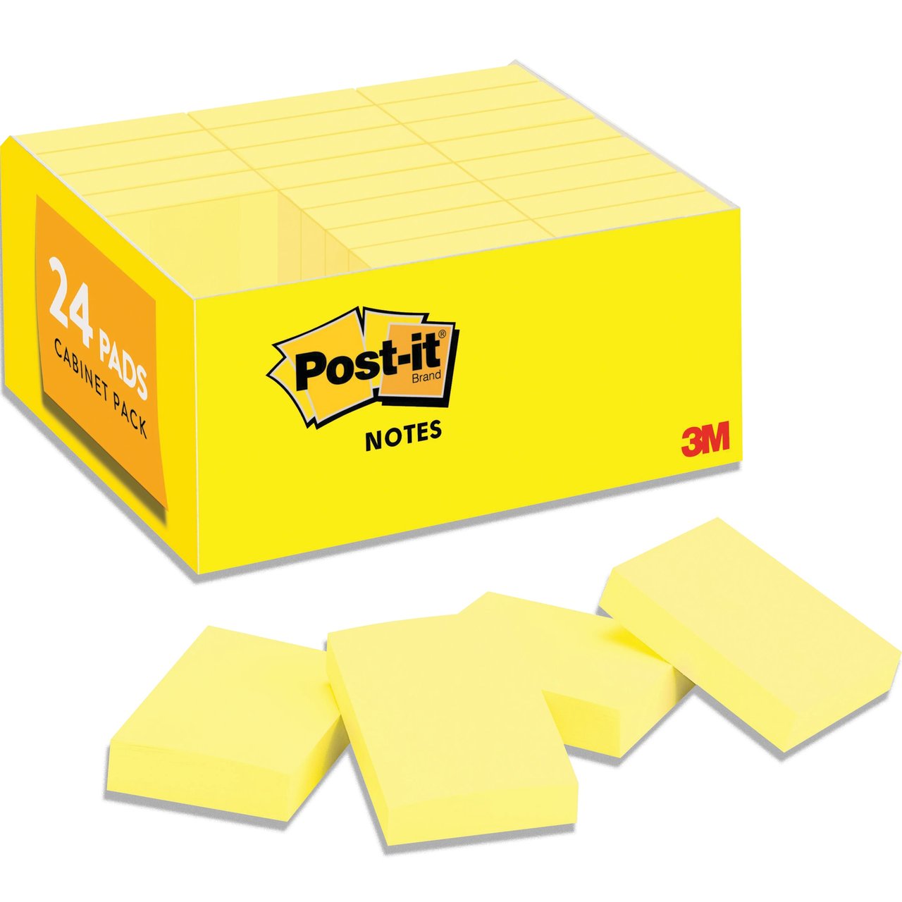 Post-it Self-Stick Notes, 1-1/2" x 2", 90 Sheets/Pad, 24 Pads, Canary Yellow