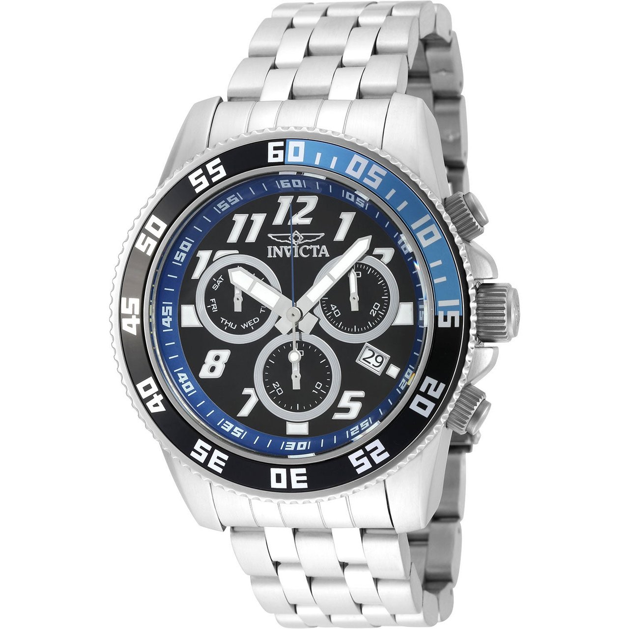 Invicta Pro Diver Men's Stainless Steel Black Chronograph Watch - Image 1