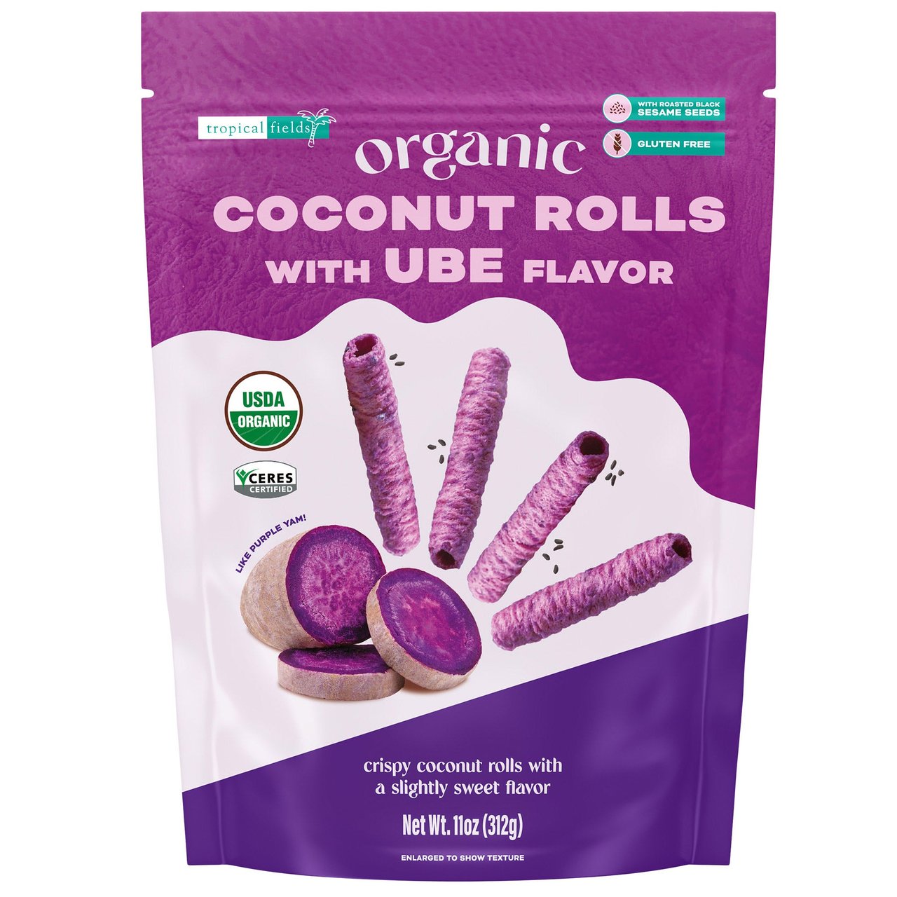 Tropical Fields Organic Coconut Rolls Ube Flavor 11 oz - Image 1