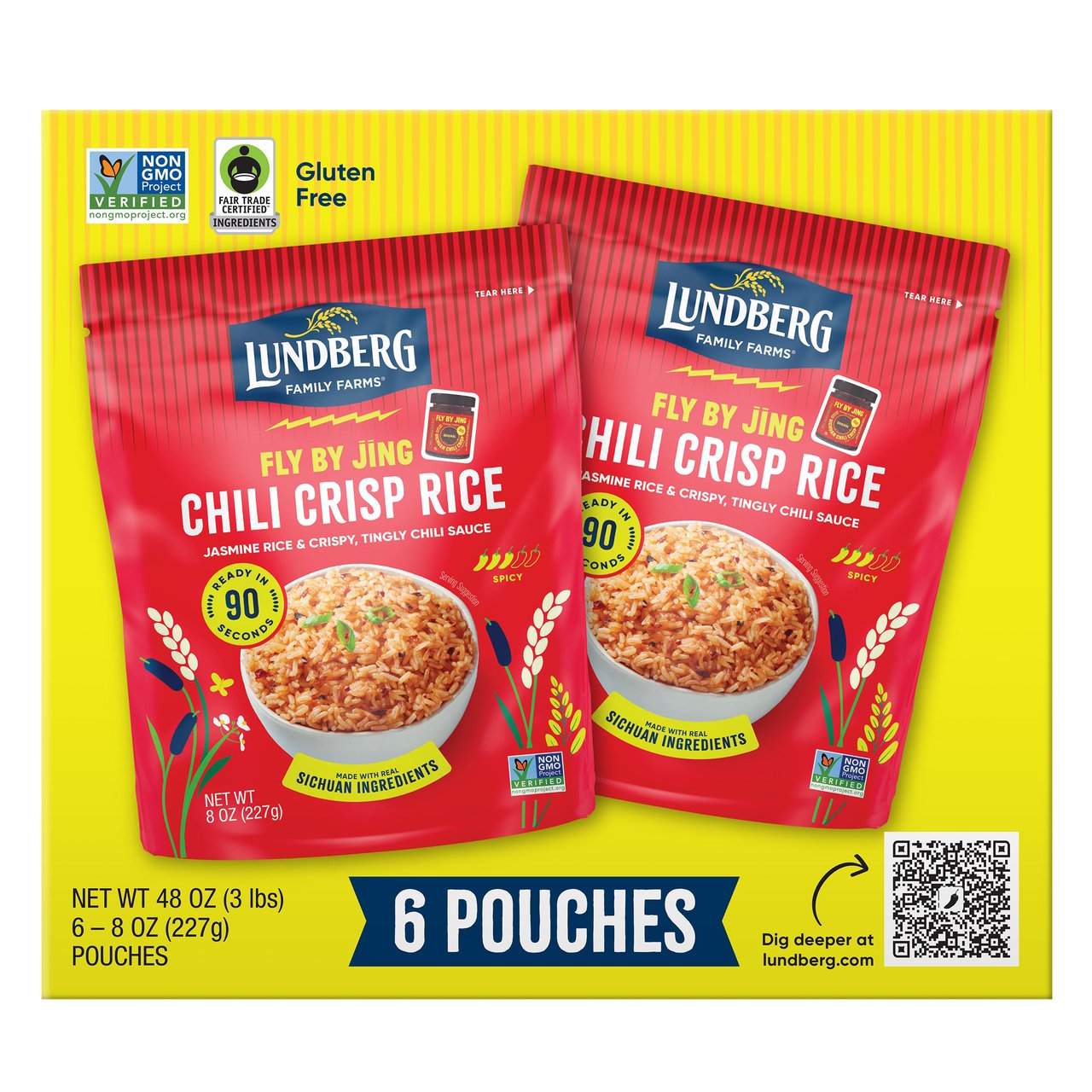 Lundberg x Fly By Jing Organic Chili Crisp Rice, 6-Pack (8 oz each) - Image 1