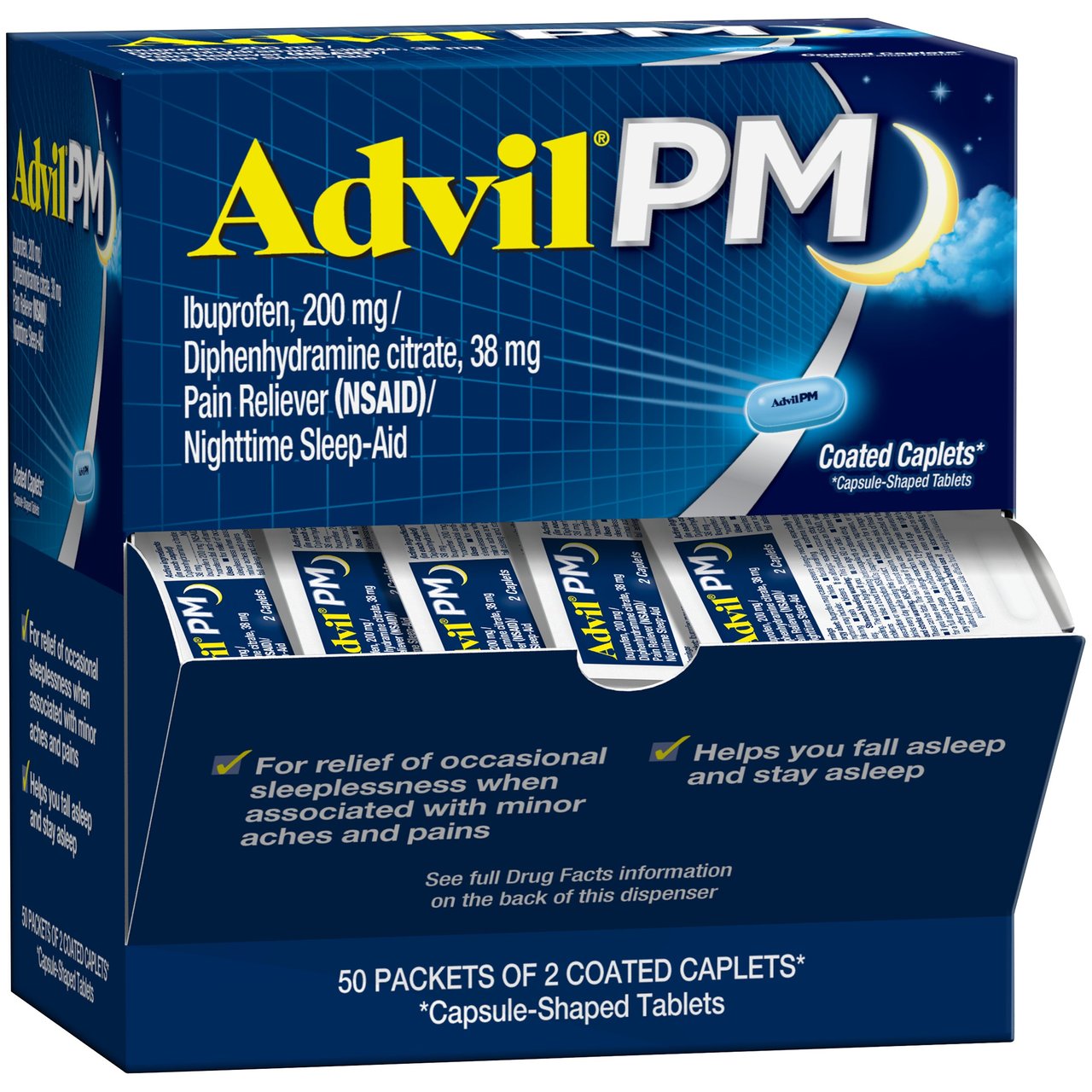 Advil PM Ibuprofen Caplets 50/2pk - Image 1