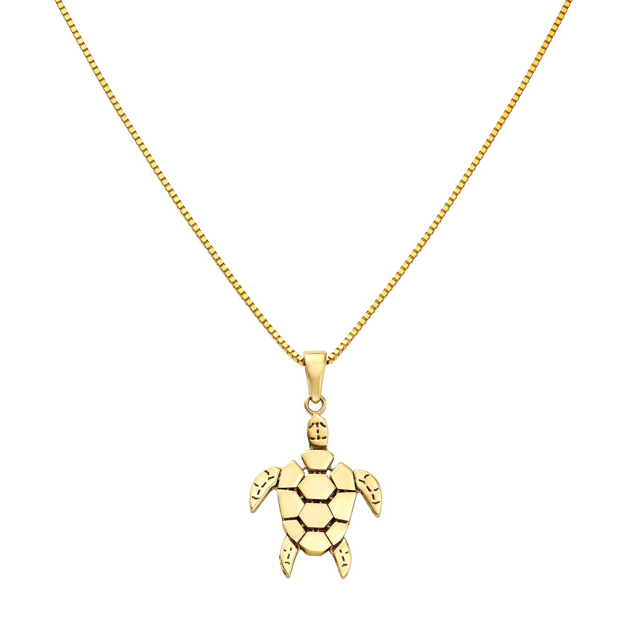 14KT Yellow Gold Mosaic Turtle Pendant - Image 1