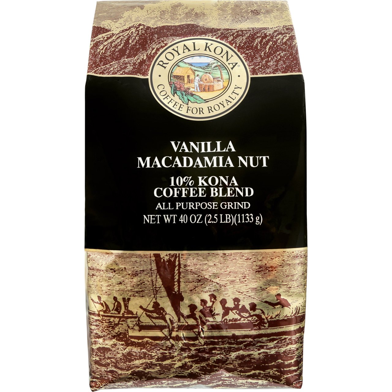 Royal Kona Vanilla Macadamia Nut 10% Kona Coffee Blend 40 oz - Image 1