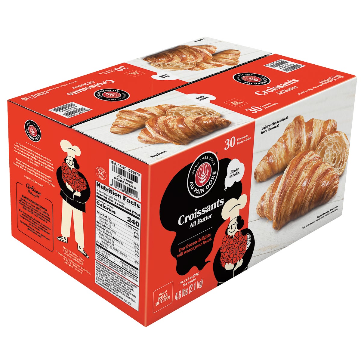 Au Pain Doré Butter Croissants 30 Count Box - Image 1
